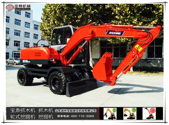 寶鼎挖掘機抓木機廠家80輪式挖掘機